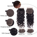 Brasilianer Remy Hair Extension 3 Bündel mit 4*4 Spitze Frontal Kinky Curly menschliches Haar Schuss natürliche Farbe 1B Haarbündel